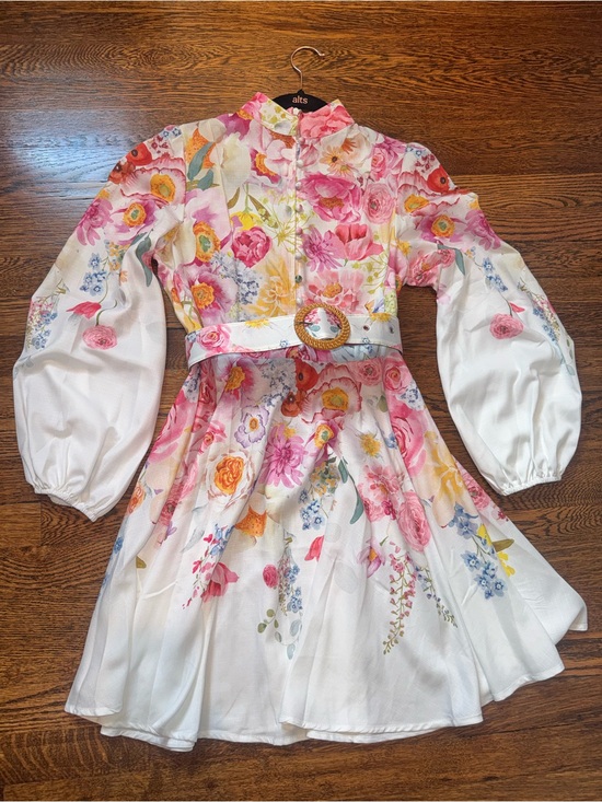 Dresses & Skirts - Belted Floral High Neck Dress